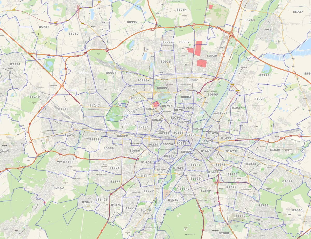 慕尼黑邮编地图